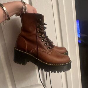 Dr. Martens Leona Platform Boots | Brown Leather | Women’s 5 / EU 36